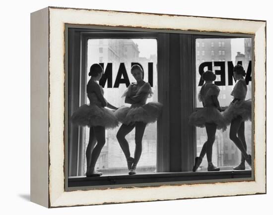 Ballerinas Standing on Window Sill in Rehearsal Room, George Balanchine's School of American Ballet-Alfred Eisenstaedt-Framed Premier Image Canvas