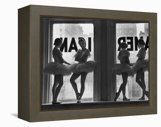 Ballerinas Standing on Window Sill in Rehearsal Room, George Balanchine's School of American Ballet-Alfred Eisenstaedt-Framed Premier Image Canvas