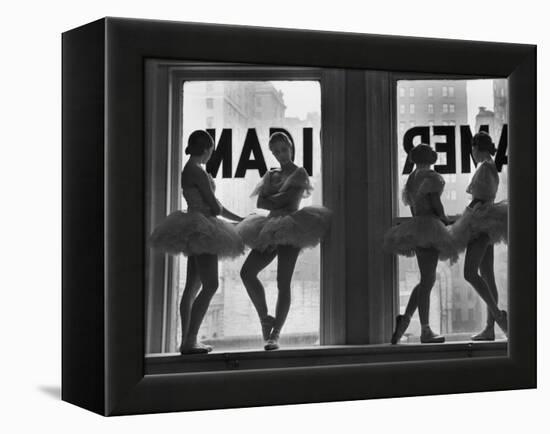 Ballerinas Standing on Window Sill in Rehearsal Room, George Balanchine's School of American Ballet-Alfred Eisenstaedt-Framed Premier Image Canvas