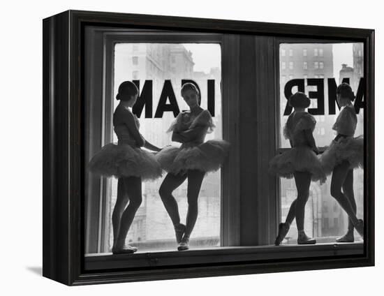 Ballerinas Standing on Window Sill in Rehearsal Room, George Balanchine's School of American Ballet-Alfred Eisenstaedt-Framed Premier Image Canvas