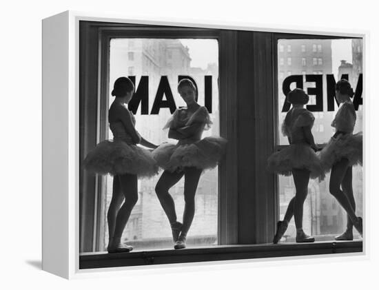 Ballerinas Standing on Window Sill in Rehearsal Room, George Balanchine's School of American Ballet-Alfred Eisenstaedt-Framed Premier Image Canvas