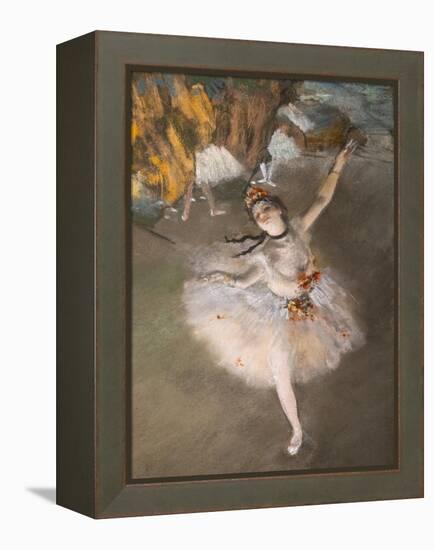 Ballet (also known as “L'Etoile”) (detail). 1876-1877. Pastel on monotype.-Edgar Degas-Framed Premier Image Canvas
