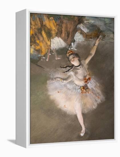 Ballet (also known as “L'Etoile”) (detail). 1876-1877. Pastel on monotype.-Edgar Degas-Framed Premier Image Canvas