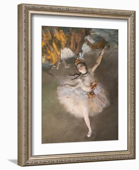 Ballet (also known as “L'Etoile”) (detail). 1876-1877. Pastel on monotype.-Edgar Degas-Framed Giclee Print