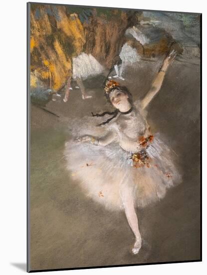 Ballet (also known as “L'Etoile”) (detail). 1876-1877. Pastel on monotype.-Edgar Degas-Mounted Giclee Print