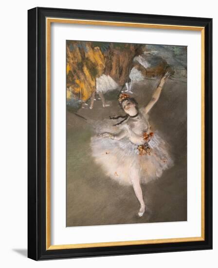 Ballet (also known as “L'Etoile”) (detail). 1876-1877. Pastel on monotype.-Edgar Degas-Framed Giclee Print