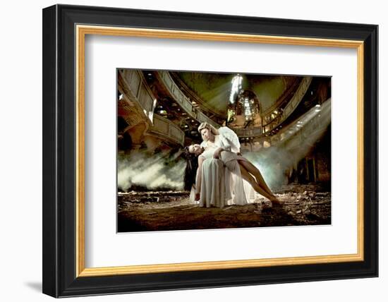 Ballet Dancer & Angel in Ruine-null-Framed Art Print