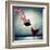 Ballet Dancer In Flying Satin Dress With Umbrella-Sergey Nivens-Framed Art Print