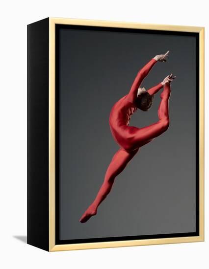 Ballet Dancer in Red Leotard-Erik Isakson-Framed Premier Image Canvas