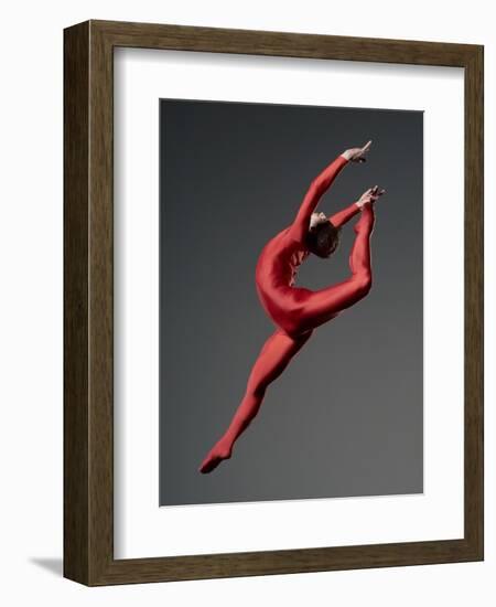 Ballet Dancer in Red Leotard-Erik Isakson-Framed Photographic Print