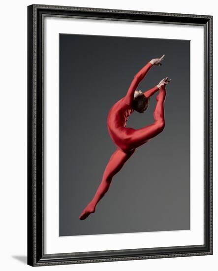 Ballet Dancer in Red Leotard-Erik Isakson-Framed Photographic Print