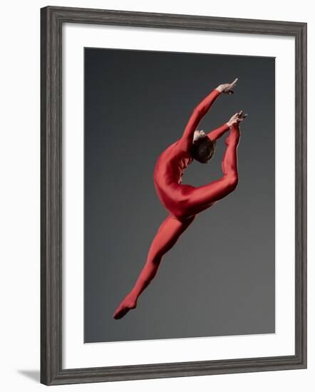 Ballet Dancer in Red Leotard-Erik Isakson-Framed Photographic Print