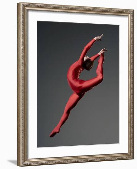 Ballet Dancer in Red Leotard-Erik Isakson-Framed Photographic Print