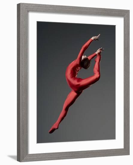 Ballet Dancer in Red Leotard-Erik Isakson-Framed Photographic Print