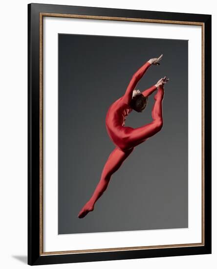 Ballet Dancer in Red Leotard-Erik Isakson-Framed Photographic Print