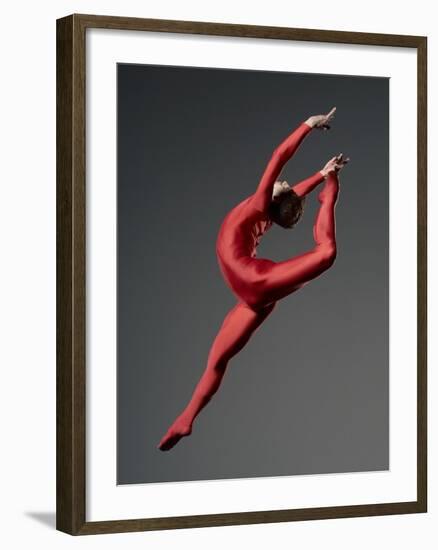 Ballet Dancer in Red Leotard-Erik Isakson-Framed Photographic Print