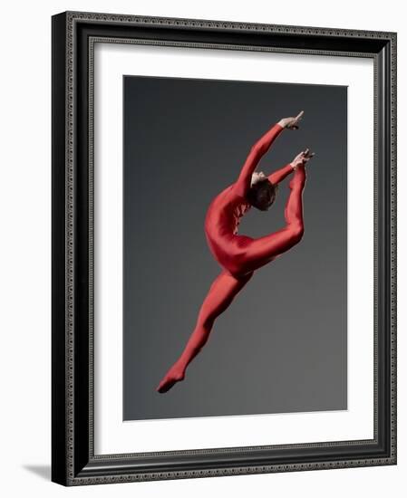 Ballet Dancer in Red Leotard-Erik Isakson-Framed Photographic Print