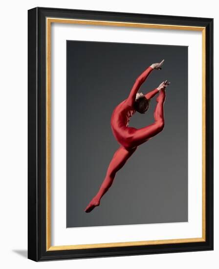 Ballet Dancer in Red Leotard-Erik Isakson-Framed Photographic Print