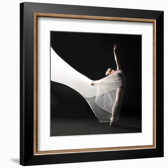 Ballet Dancer Jump White Veil-null-Framed Art Print