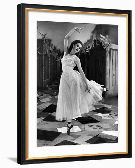 Ballet Dancer Moira Shearer's Solo Dance in Scene from British Ballet Film "Red Shoes"-Nat Farbman-Framed Premium Photographic Print