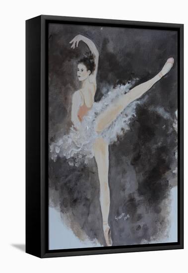 Ballet Dancer with Pink Top 2015-Susan Adams-Framed Premier Image Canvas