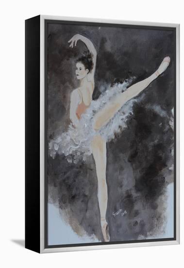Ballet Dancer with Pink Top 2015-Susan Adams-Framed Premier Image Canvas