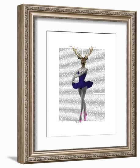 Ballet Deer in Blue-Fab Funky-Framed Art Print