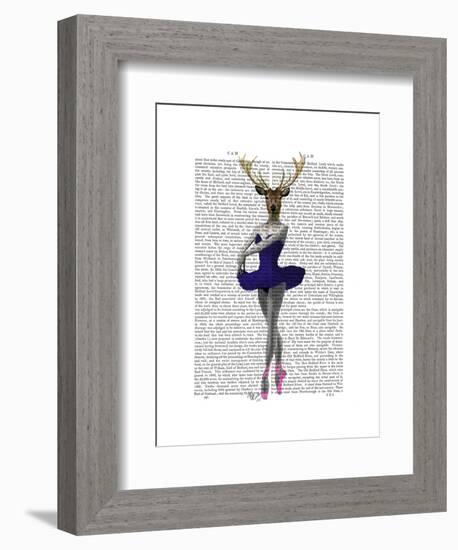 Ballet Deer in Blue-Fab Funky-Framed Art Print