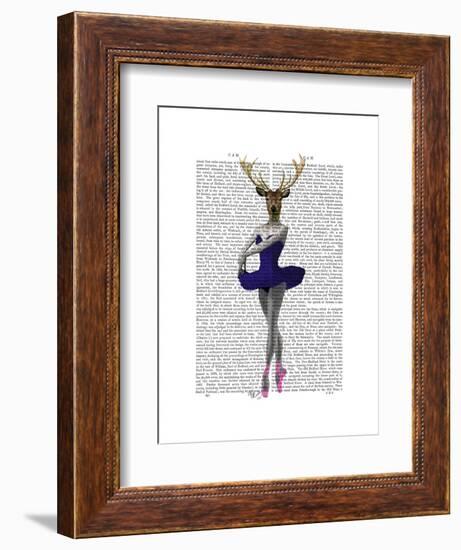 Ballet Deer in Blue-Fab Funky-Framed Art Print