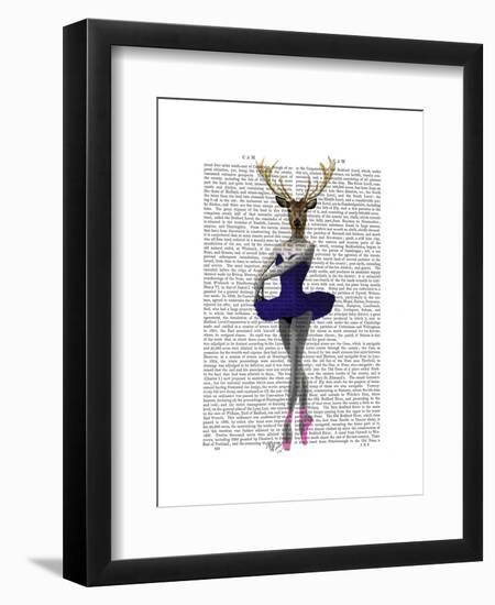 Ballet Deer in Blue-Fab Funky-Framed Art Print