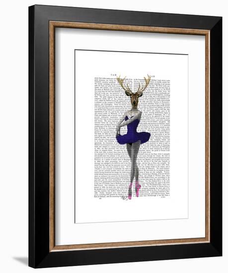 Ballet Deer in Blue-Fab Funky-Framed Art Print