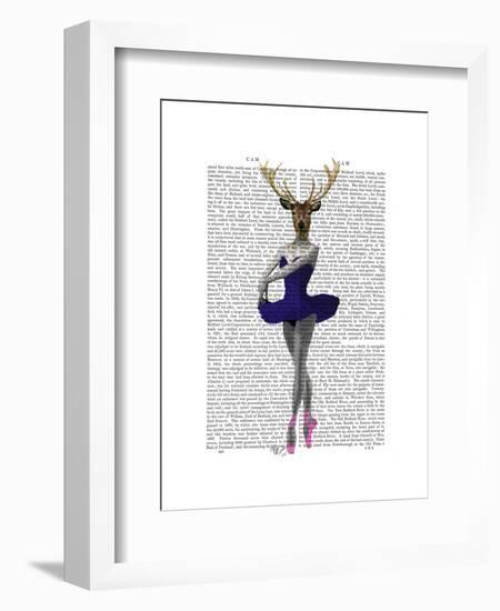 Ballet Deer in Blue-Fab Funky-Framed Art Print