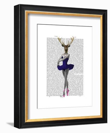 Ballet Deer in Blue-Fab Funky-Framed Art Print