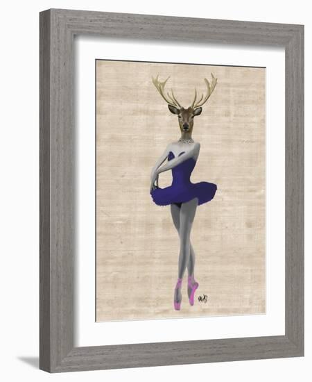 Ballet Deer in Blue-Fab Funky-Framed Art Print