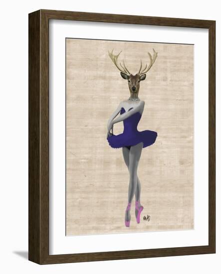 Ballet Deer in Blue-Fab Funky-Framed Art Print