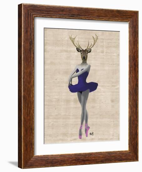 Ballet Deer in Blue-Fab Funky-Framed Art Print