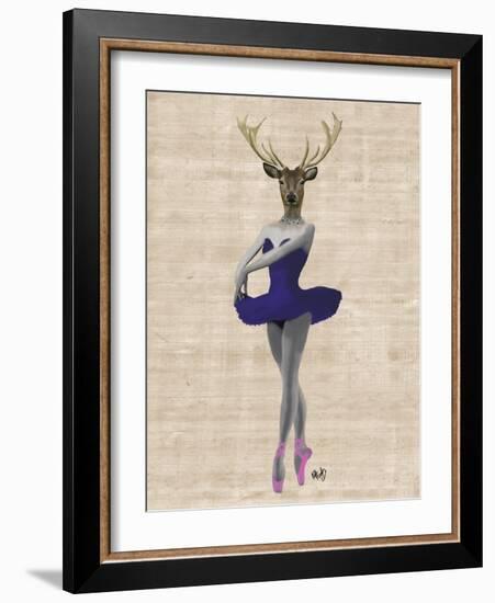 Ballet Deer in Blue-Fab Funky-Framed Art Print