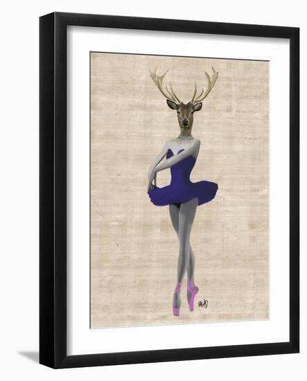 Ballet Deer in Blue-Fab Funky-Framed Art Print