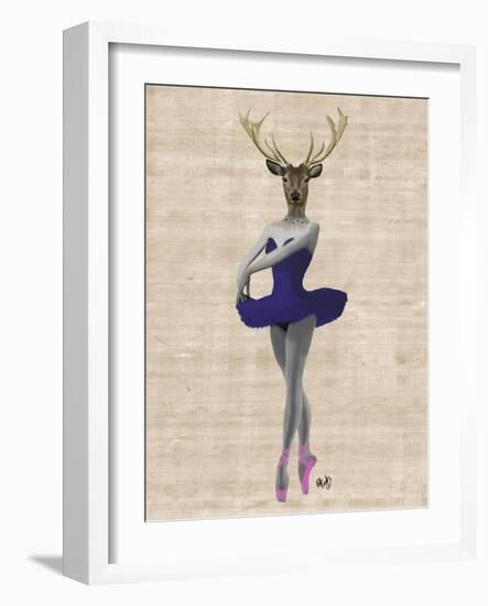 Ballet Deer in Blue-Fab Funky-Framed Art Print