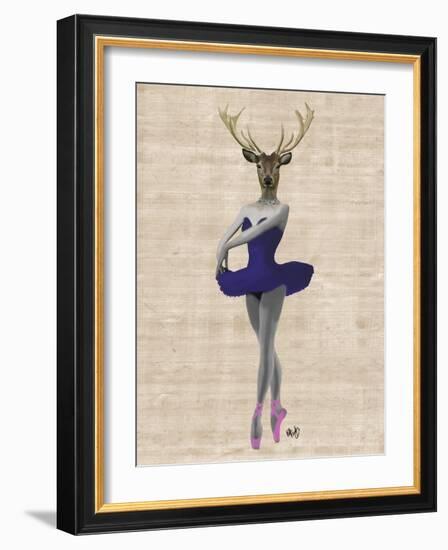 Ballet Deer in Blue-Fab Funky-Framed Art Print