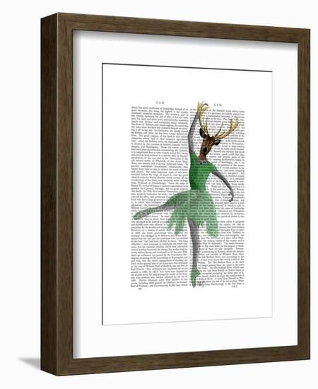 Ballet Deer in Green-Fab Funky-Framed Art Print