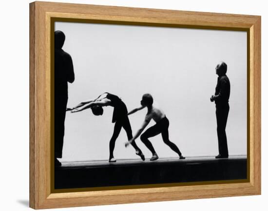 Ballet Master George Balanchine Directing Rehearsal of NYC Ballet Production, Violin Concerto-Gjon Mili-Framed Premier Image Canvas