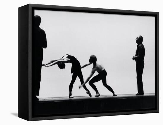 Ballet Master George Balanchine Directing Rehearsal of NYC Ballet Production, Violin Concerto-Gjon Mili-Framed Premier Image Canvas