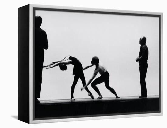 Ballet Master George Balanchine Directing Rehearsal of NYC Ballet Production, Violin Concerto-Gjon Mili-Framed Premier Image Canvas