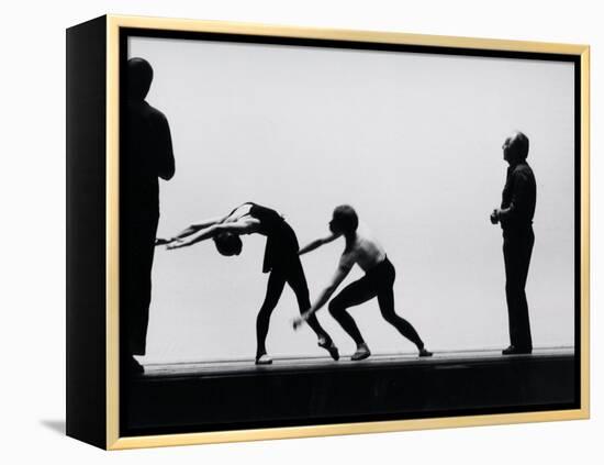 Ballet Master George Balanchine Directing Rehearsal of NYC Ballet Production, Violin Concerto-Gjon Mili-Framed Premier Image Canvas