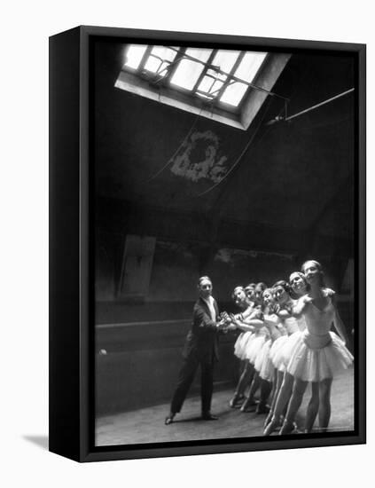 Ballet Master with Ballerinas Practicing Classic Exercise in Rehearsal Room at Grand Opera de Paris-Alfred Eisenstaedt-Framed Premier Image Canvas