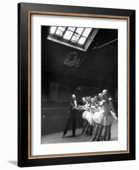 Ballet Master with Ballerinas Practicing Classic Exercise in Rehearsal Room at Grand Opera de Paris-Alfred Eisenstaedt-Framed Photographic Print