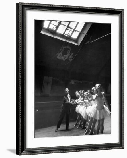 Ballet Master with Ballerinas Practicing Classic Exercise in Rehearsal Room at Grand Opera de Paris-Alfred Eisenstaedt-Framed Photographic Print