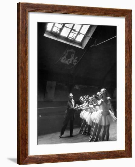 Ballet Master with Ballerinas Practicing Classic Exercise in Rehearsal Room at Grand Opera de Paris-Alfred Eisenstaedt-Framed Photographic Print