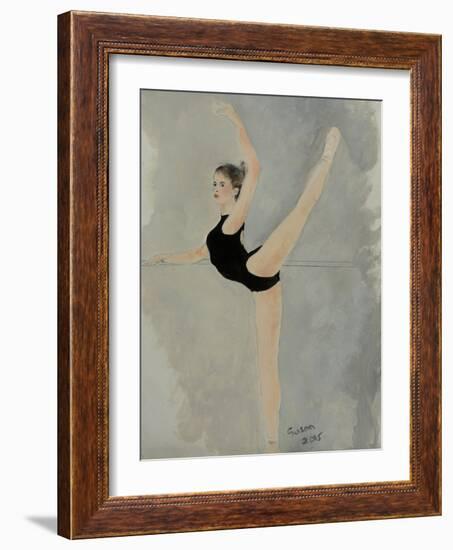 Ballet Practice at Bar-Susan Adams-Framed Giclee Print